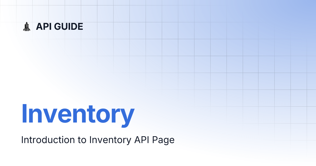 Inventory | API GUIDE